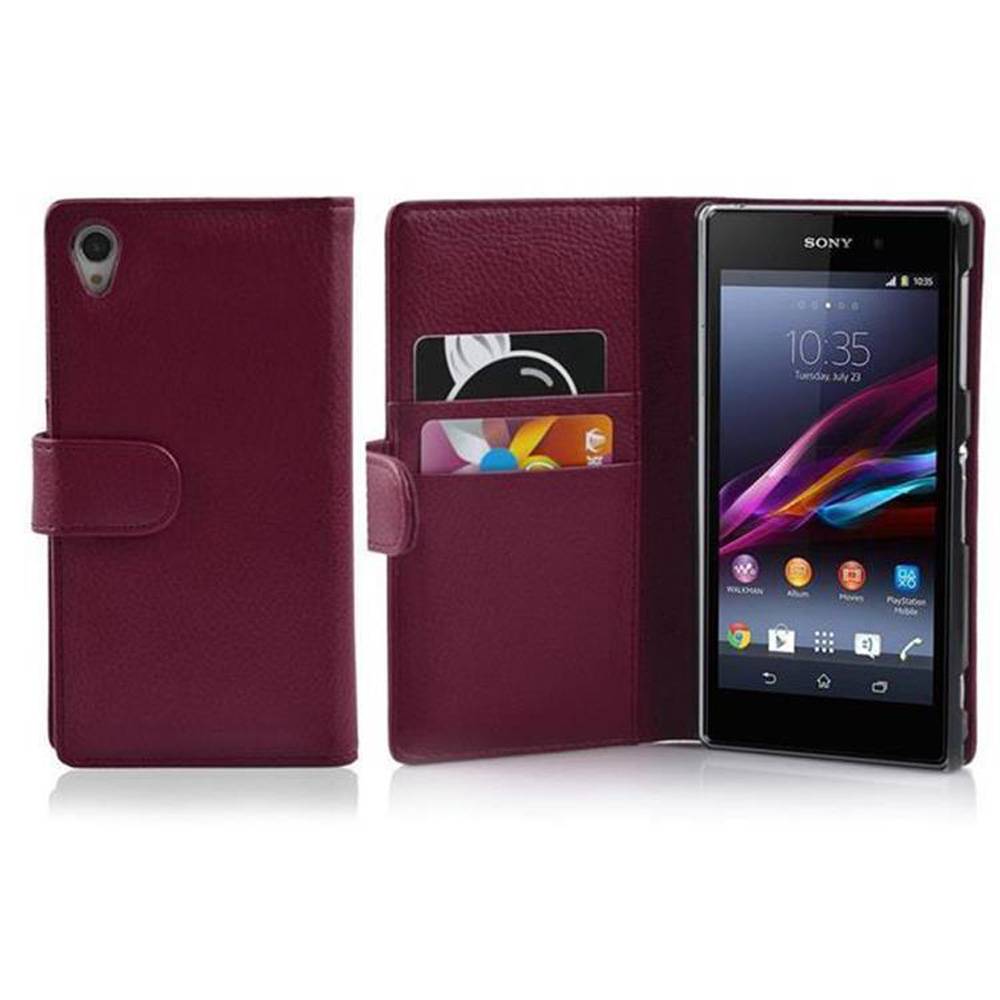 Cadorabo Schutzhülle für Sony Xperia Z1 Hülle in Lila Handyhülle Etui Case Backcover Kunstleder Tasche