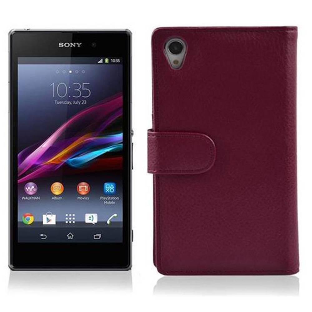 Cadorabo Schutzhülle für Sony Xperia Z1 Hülle in Lila Handyhülle Etui Case Backcover Kunstleder Tasche
