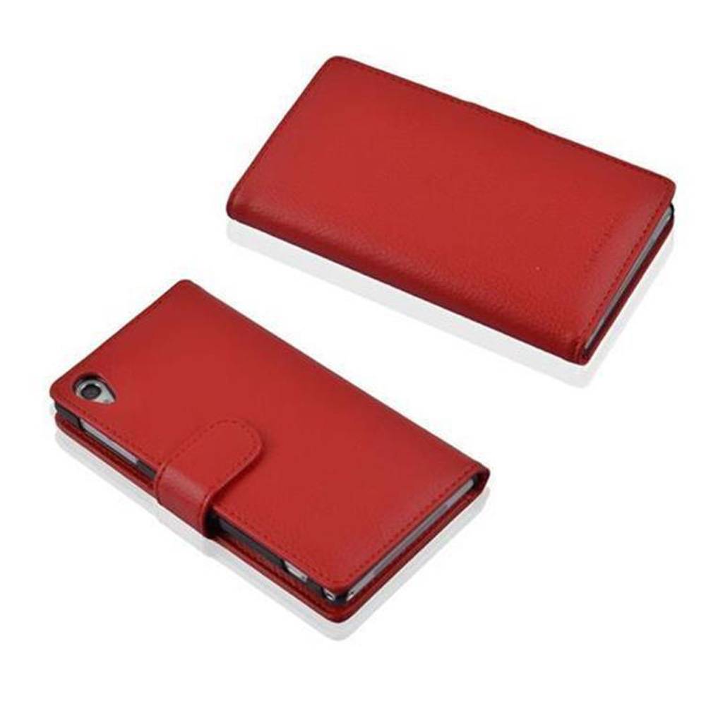Cadorabo Schutzhülle für Sony Xperia Z1 Hülle in Rot Handyhülle Etui Case Backcover Kunstleder Tasche