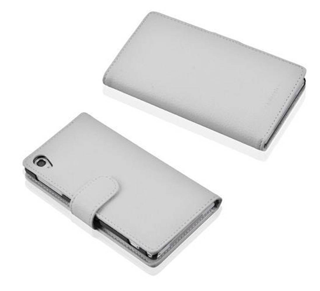Cadorabo Schutzhülle für Sony Xperia Z1 Hülle in Weiß Handyhülle Etui Case Backcover Kunstleder Tasche