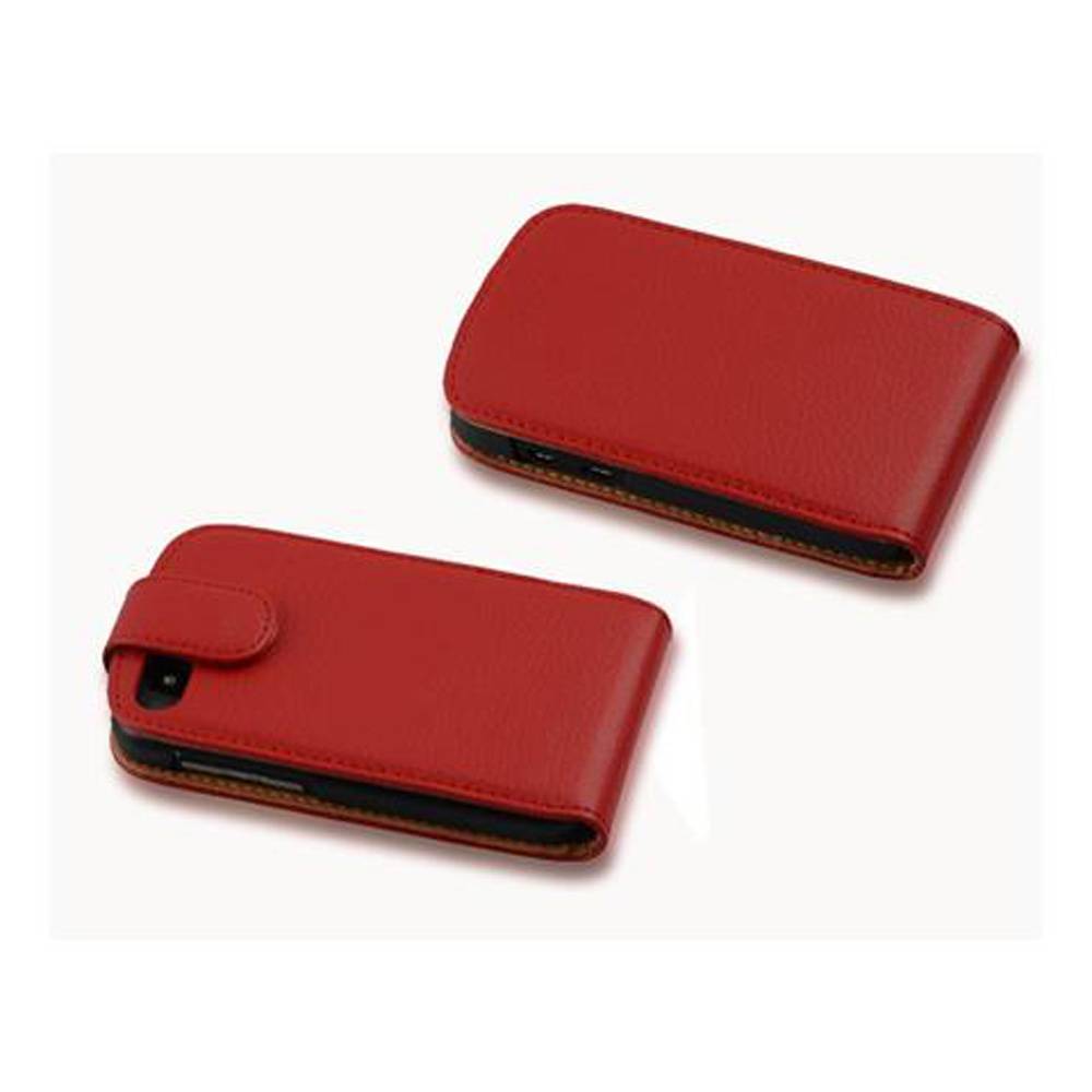 Cadorabo Schutzhülle für Blackberry Q10 Hülle in Rot Flip Etui Handyhülle Case Cover Kunstleder