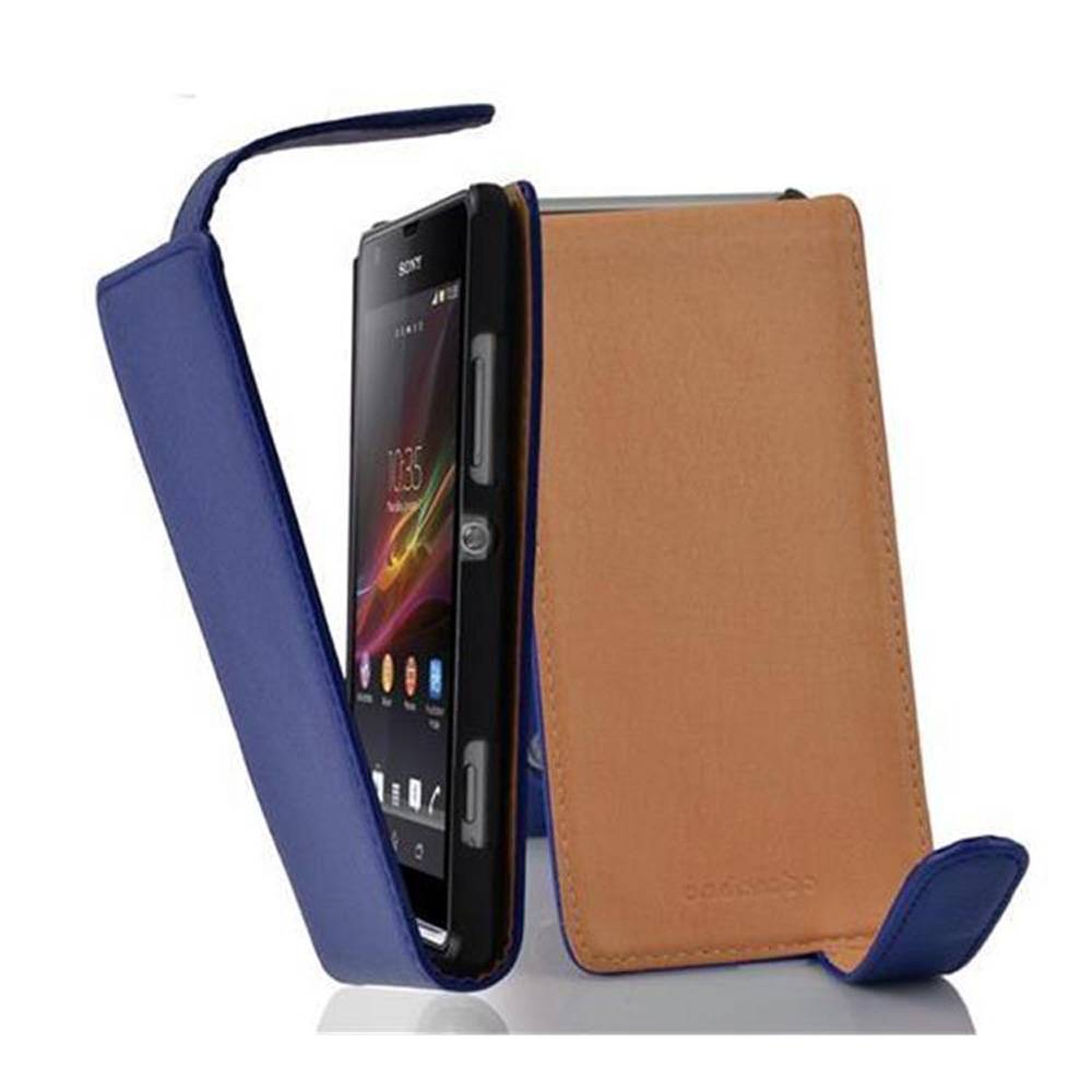 Cadorabo Schutzhülle für Sony Xperia SP Hülle in Blau Flip Etui Handyhülle Case Cover Kunstleder