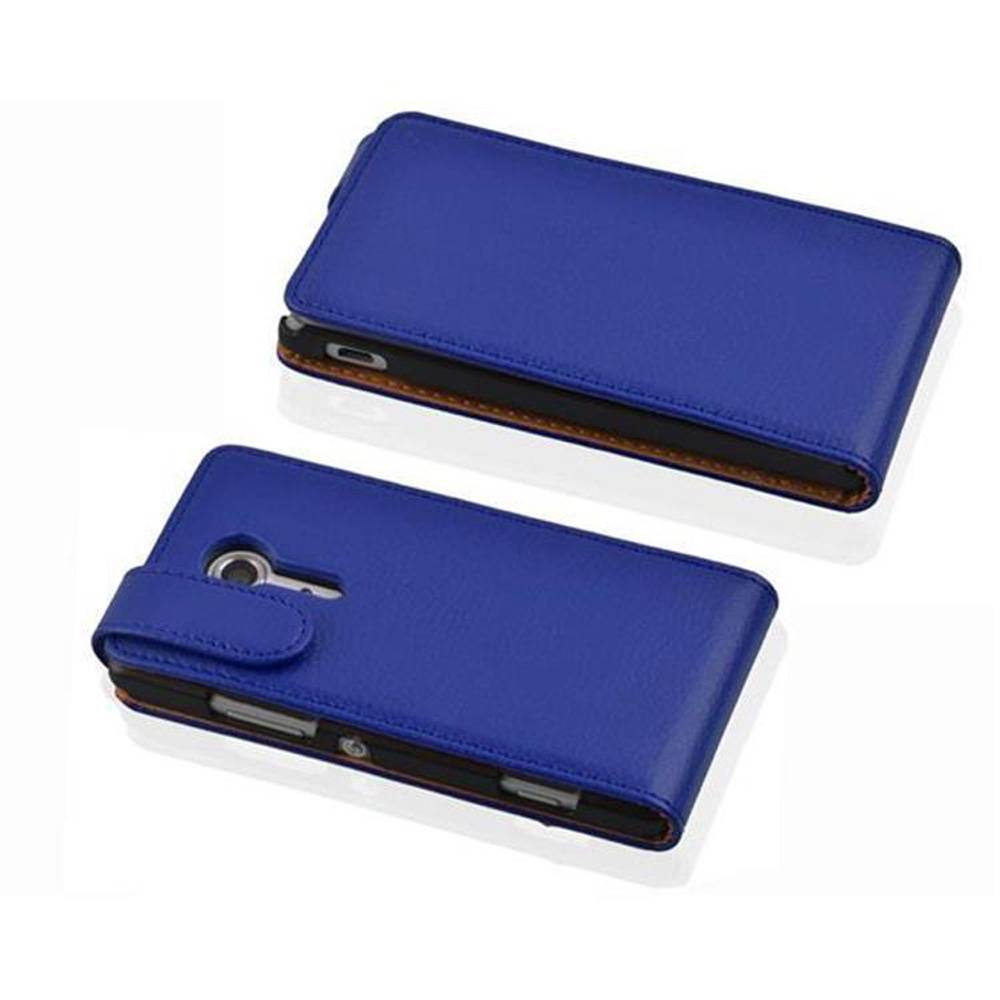 Cadorabo Schutzhülle für Sony Xperia SP Hülle in Blau Flip Etui Handyhülle Case Cover Kunstleder