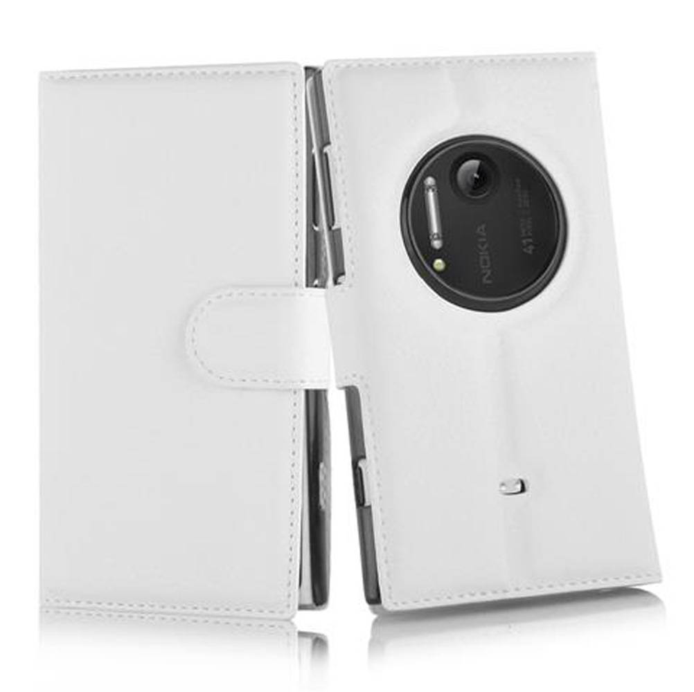 Cadorabo Schutzhülle für Nokia Lumia 1020 Hülle in Weiß Handyhülle Etui Case Backcover Kunstleder Tasche