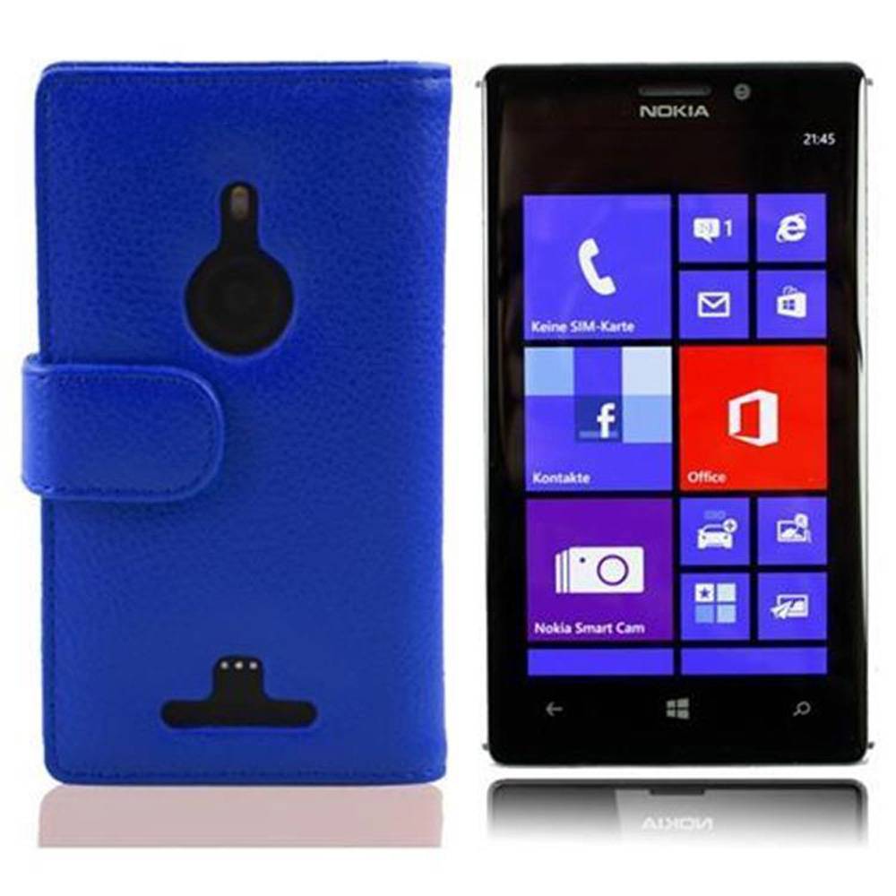Cadorabo Schutzhülle für Nokia Lumia 925 Hülle in Blau Handyhülle Etui Case Backcover Kunstleder Tasche