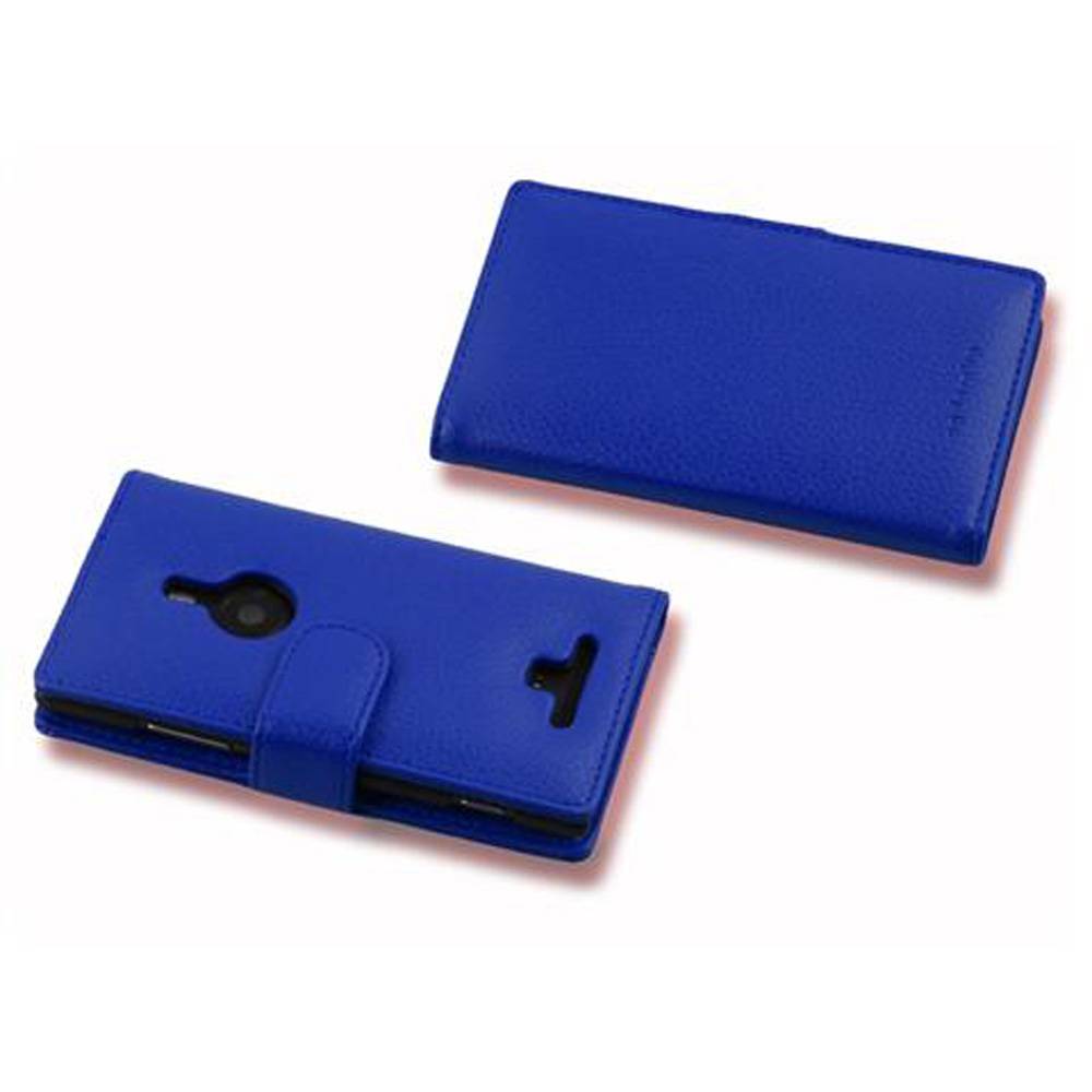 Cadorabo Schutzhülle für Nokia Lumia 925 Hülle in Blau Handyhülle Etui Case Backcover Kunstleder Tasche