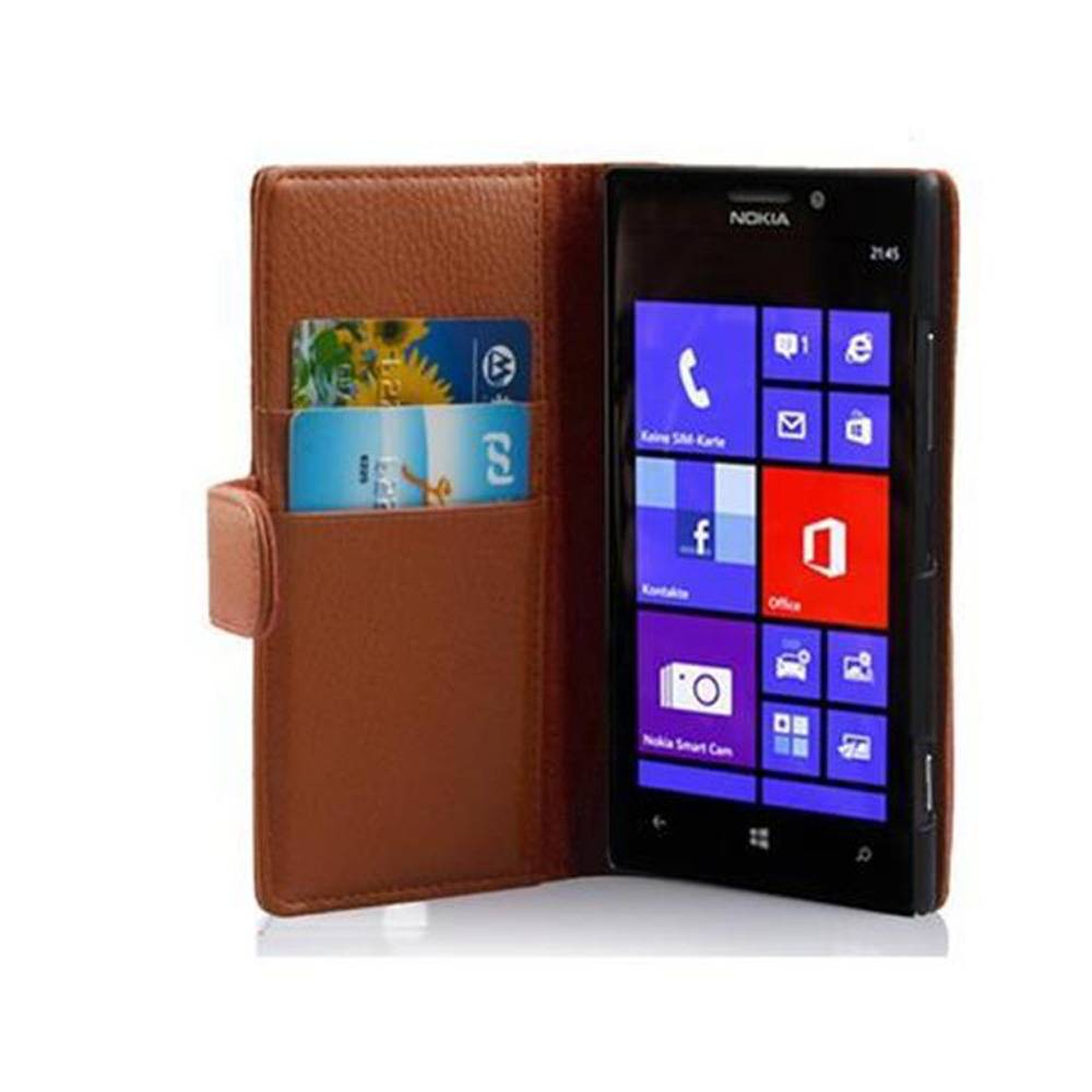 Cadorabo Schutzhülle für Nokia Lumia 925 Hülle in Braun Handyhülle Etui Case Backcover Kunstleder Tasche