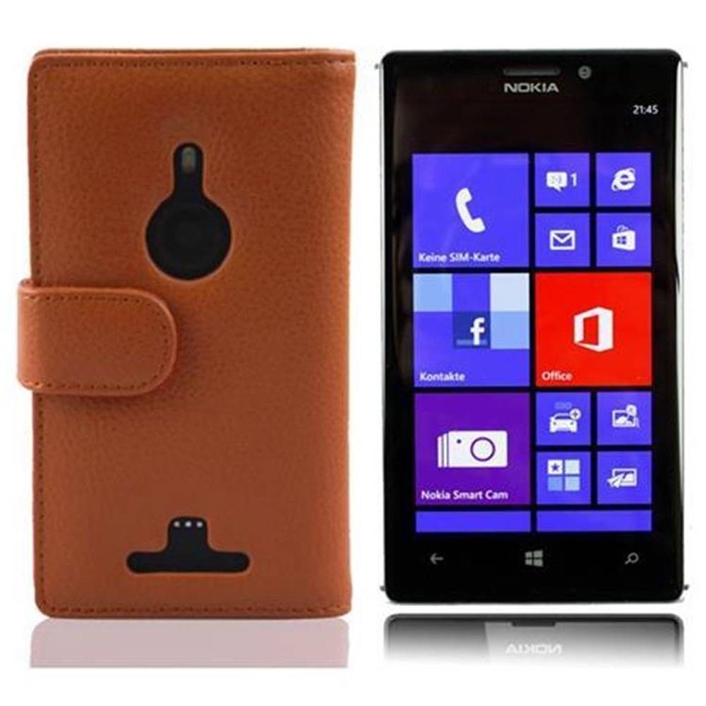 Cadorabo Schutzhülle für Nokia Lumia 925 Hülle in Braun Handyhülle Etui Case Backcover Kunstleder Tasche