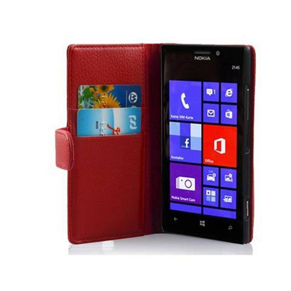 Cadorabo Schutzhülle für Nokia Lumia 925 Hülle in Rot Handyhülle Etui Case Backcover Kunstleder Tasche