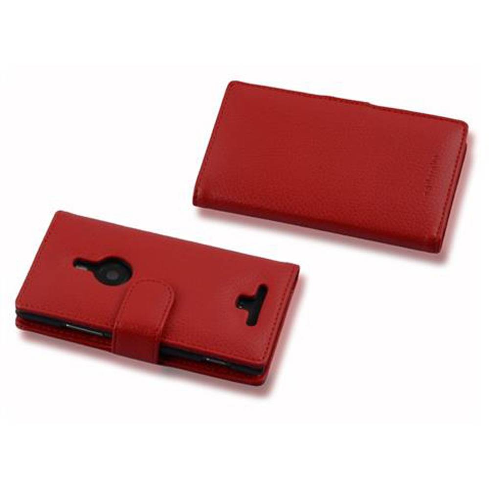 Cadorabo Schutzhülle für Nokia Lumia 925 Hülle in Rot Handyhülle Etui Case Backcover Kunstleder Tasche