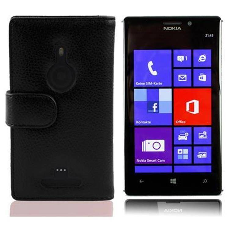 Cadorabo Schutzhülle für Nokia Lumia 925 Hülle in Schwarz Handyhülle Etui Case Backcover Kunstleder Tasche