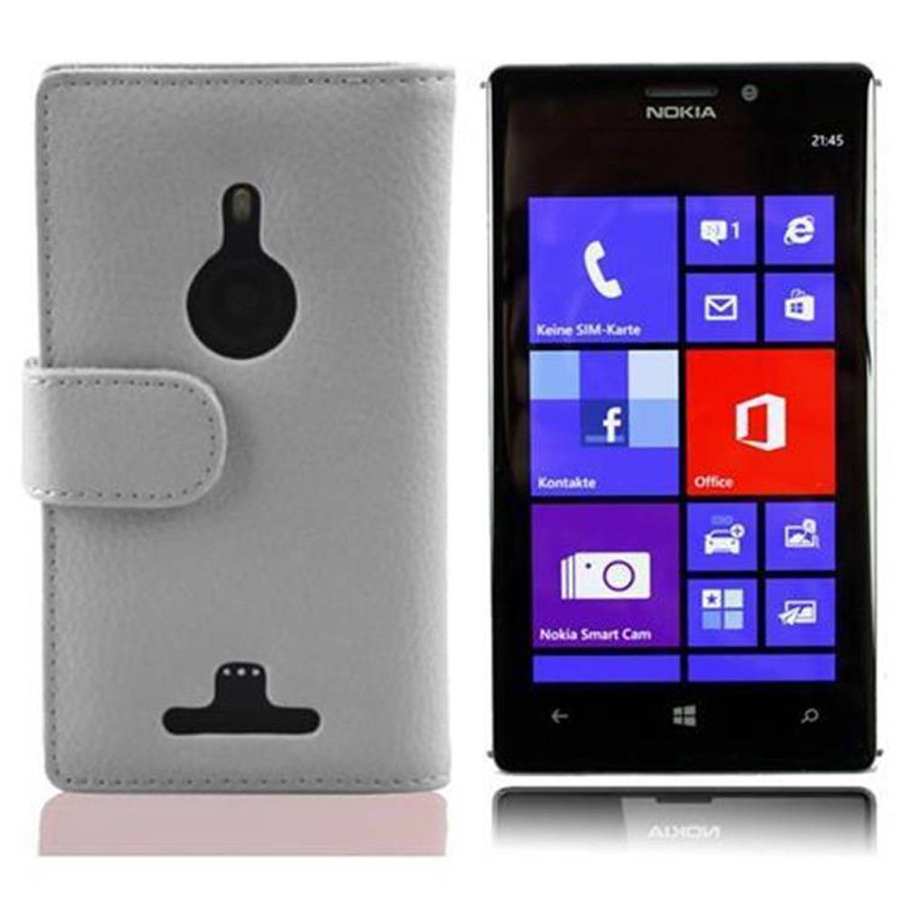 Cadorabo Schutzhülle für Nokia Lumia 925 Hülle in Weiß Handyhülle Etui Case Backcover Kunstleder Tasche