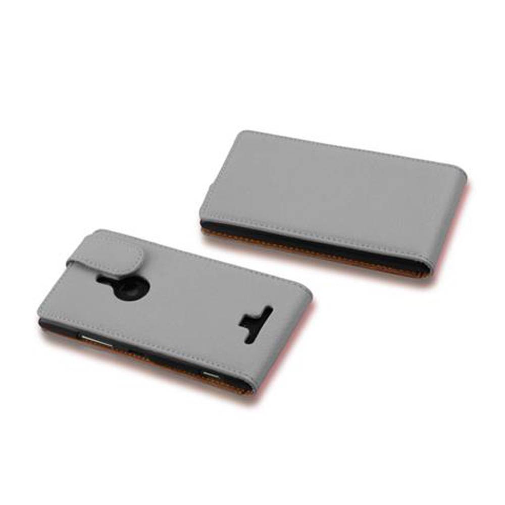 Cadorabo Schutzhülle für Nokia Lumia 925 Hülle in Weiß Flip Etui Handyhülle Case Cover Kunstleder