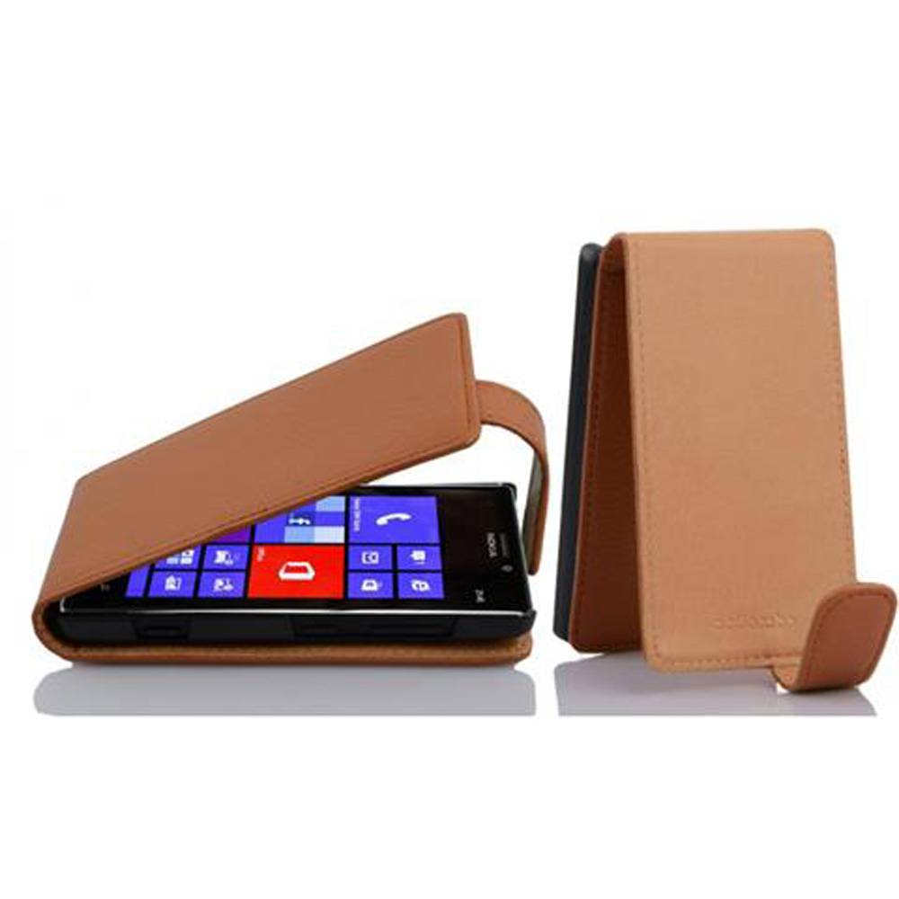 Cadorabo Schutzhülle für Nokia Lumia 925 Hülle in Braun Flip Etui Handyhülle Case Cover Kunstleder