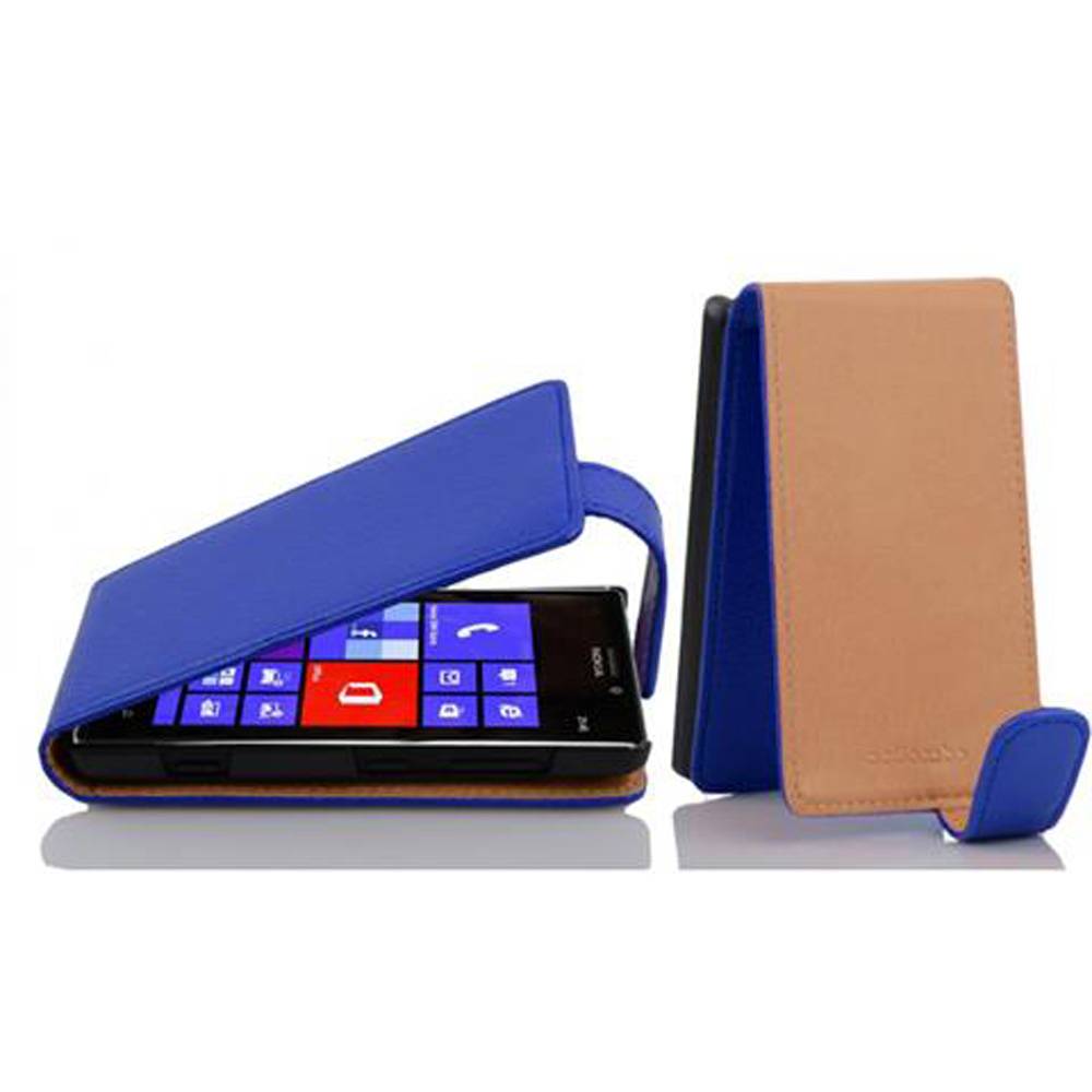 Cadorabo Schutzhülle für Nokia Lumia 925 Hülle in Blau Flip Etui Handyhülle Case Cover Kunstleder