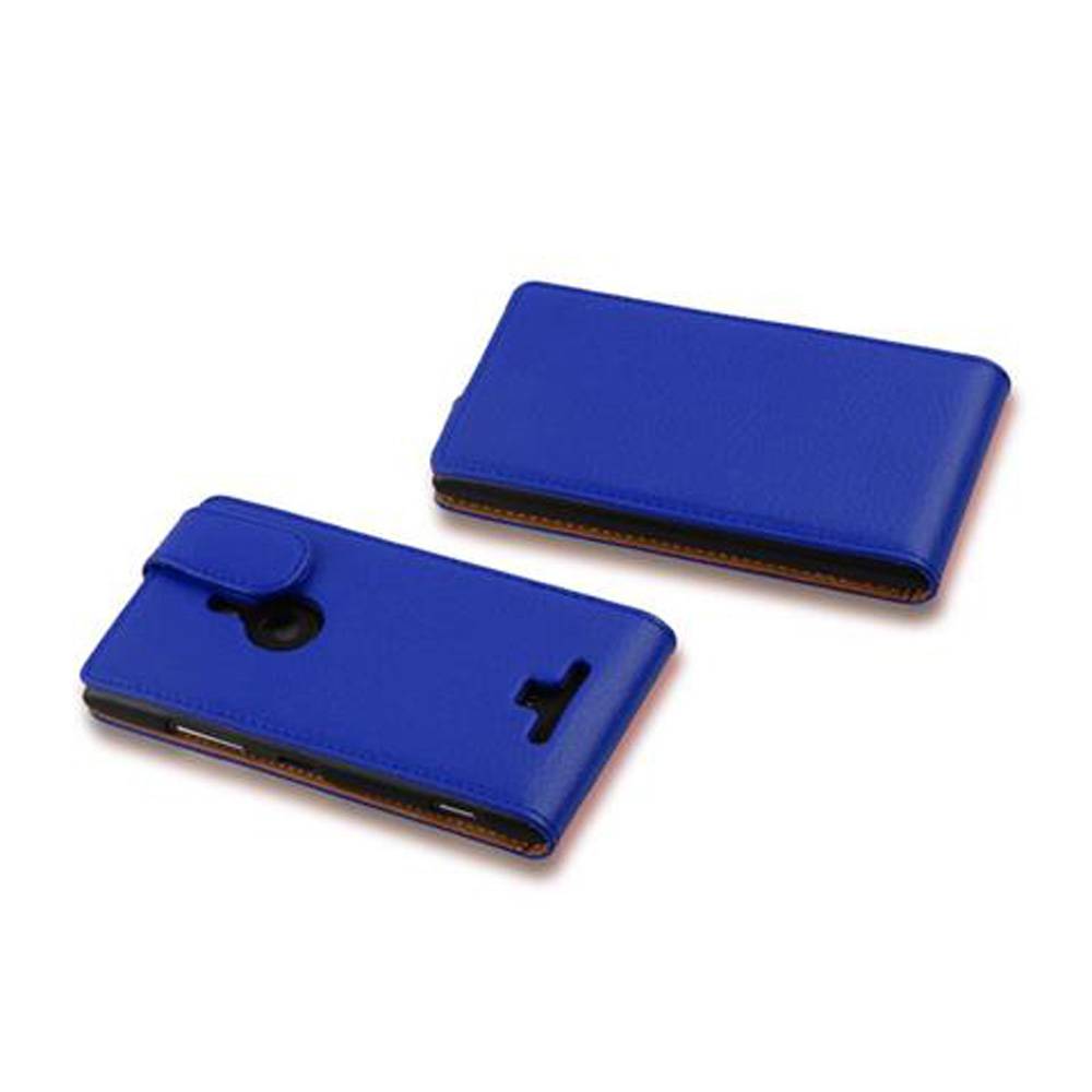 Cadorabo Schutzhülle für Nokia Lumia 925 Hülle in Blau Flip Etui Handyhülle Case Cover Kunstleder