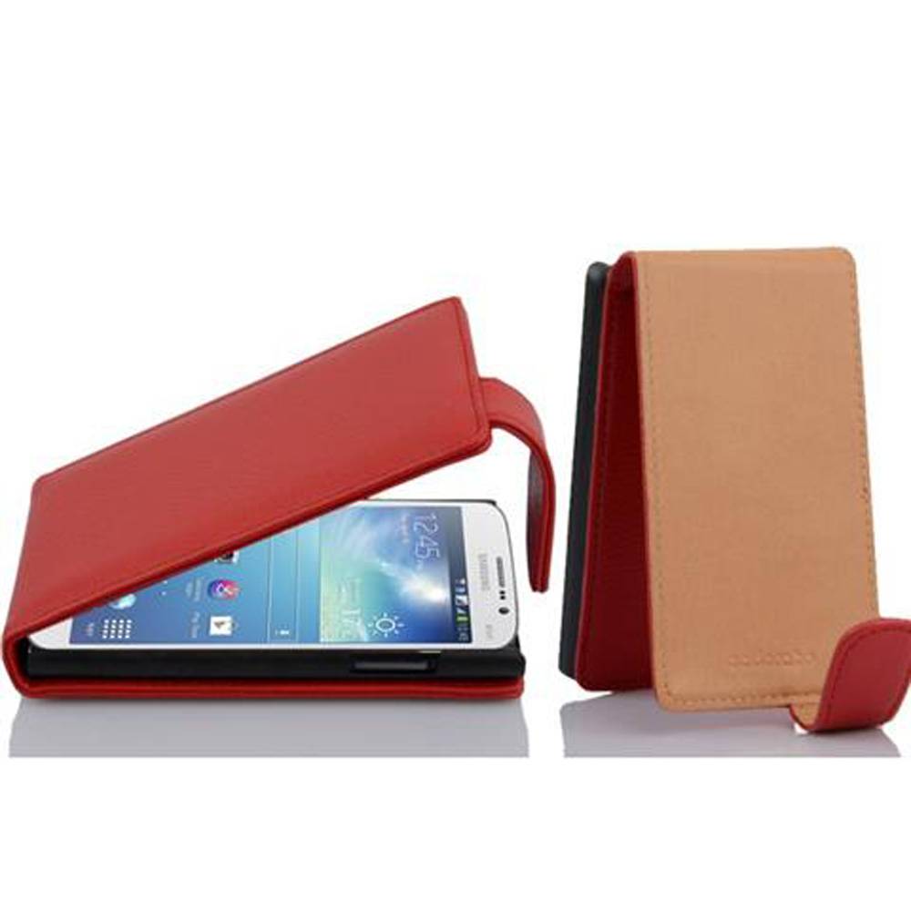 Cadorabo Schutzhülle für Samsung Galaxy MEGA 5.8 Hülle in Rot Flip Etui Handyhülle Case Cover Kunstleder