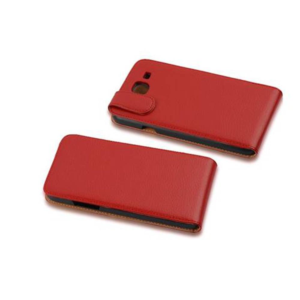Cadorabo Schutzhülle für Samsung Galaxy MEGA 5.8 Hülle in Rot Flip Etui Handyhülle Case Cover Kunstleder