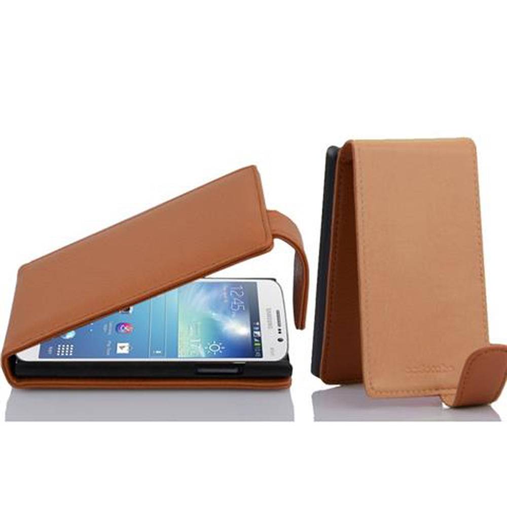 Cadorabo Schutzhülle für Samsung Galaxy MEGA 5.8 Hülle in Braun Flip Etui Handyhülle Case Cover Kunstleder