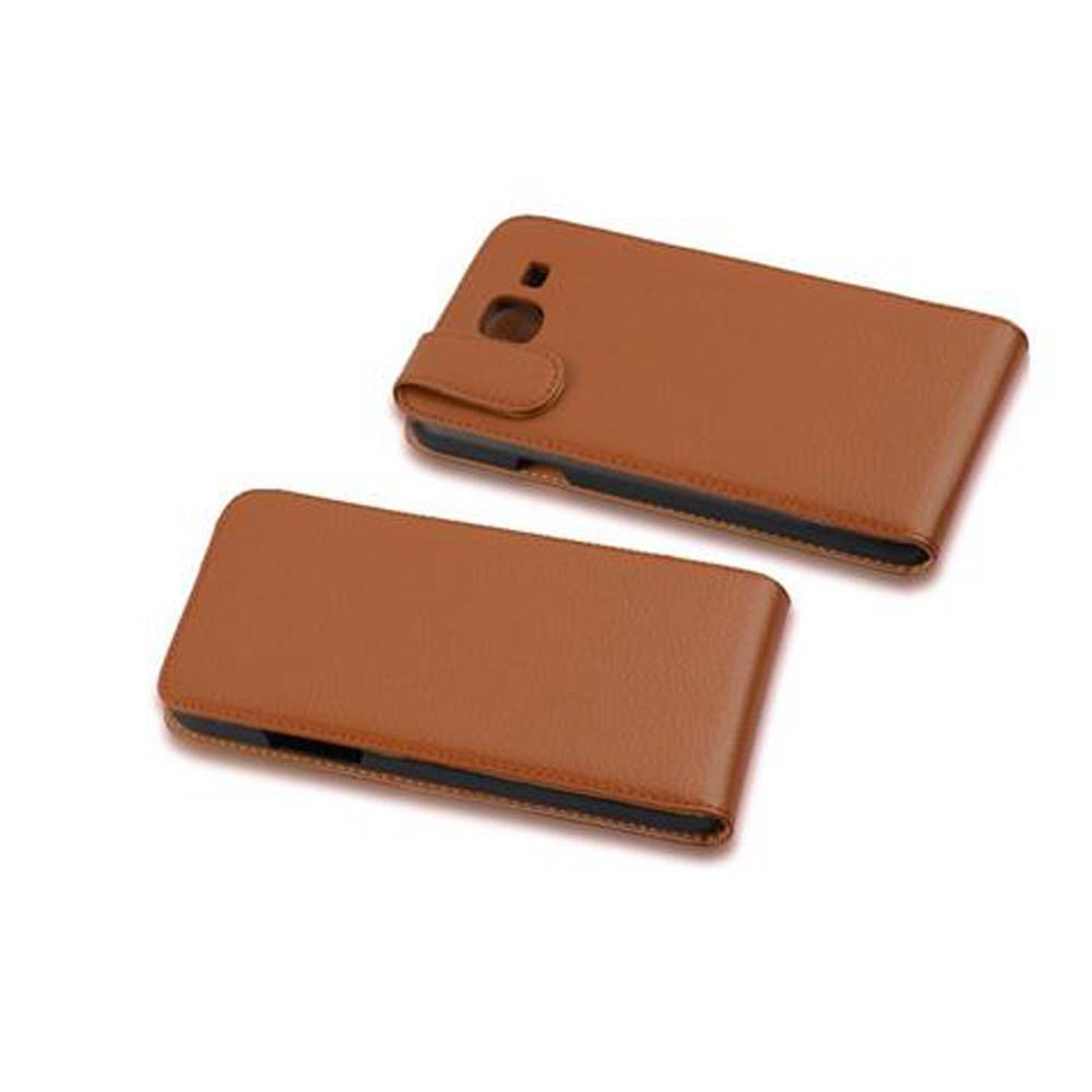 Cadorabo Schutzhülle für Samsung Galaxy MEGA 5.8 Hülle in Braun Flip Etui Handyhülle Case Cover Kunstleder