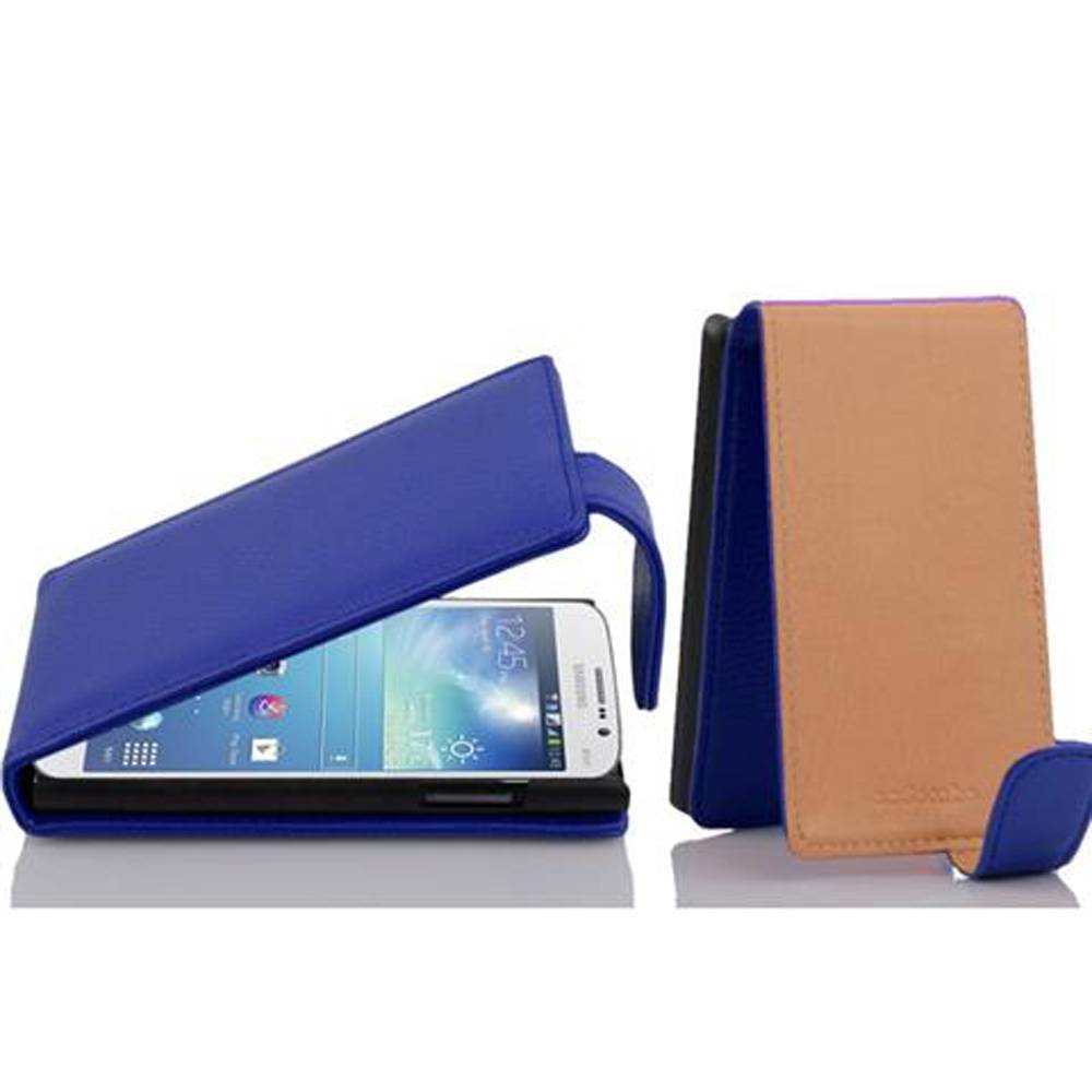 Cadorabo Schutzhülle für Samsung Galaxy MEGA 5.8 Hülle in Blau Flip Etui Handyhülle Case Cover Kunstleder