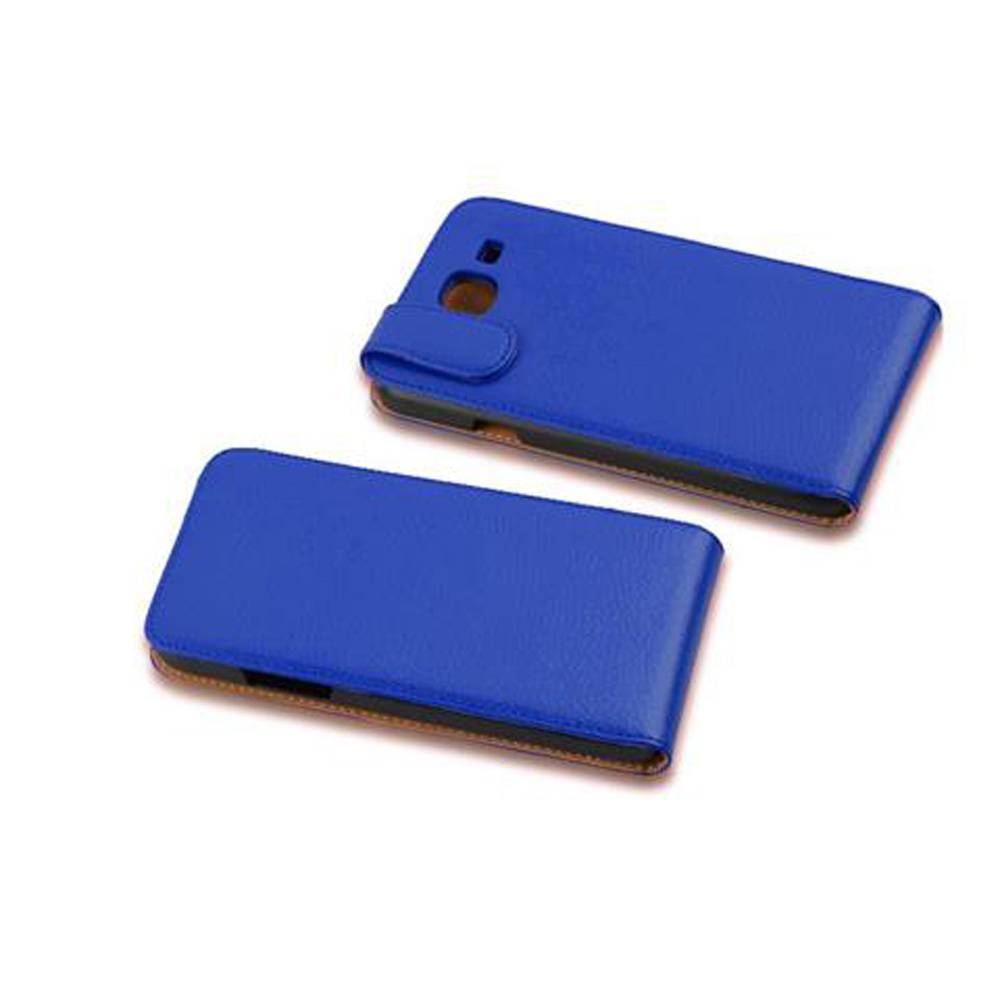Cadorabo Schutzhülle für Samsung Galaxy MEGA 5.8 Hülle in Blau Flip Etui Handyhülle Case Cover Kunstleder