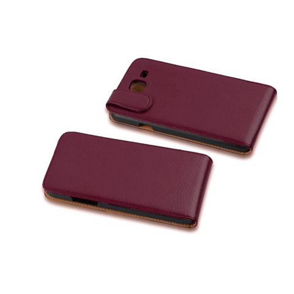 Cadorabo Schutzhülle für Samsung Galaxy MEGA 5.8 Hülle in Lila Flip Etui Handyhülle Case Cover Kunstleder