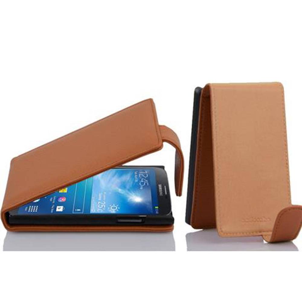 Cadorabo Schutzhülle für Samsung Galaxy MEGA 6.3 Hülle in Braun Flip Etui Handyhülle Case Cover Kunstleder