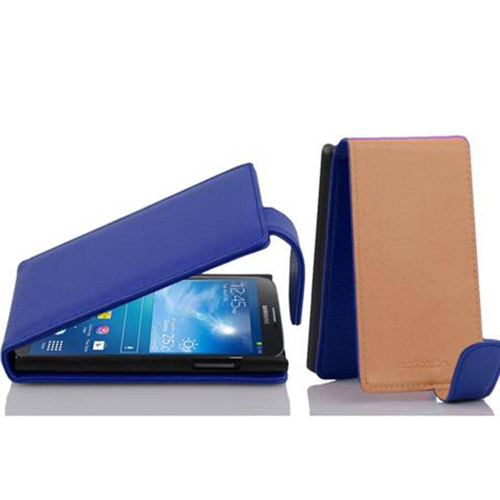Cadorabo Schutzhülle für Samsung Galaxy MEGA 6.3 Hülle in Blau Flip Etui Handyhülle Case Cover Kunstleder