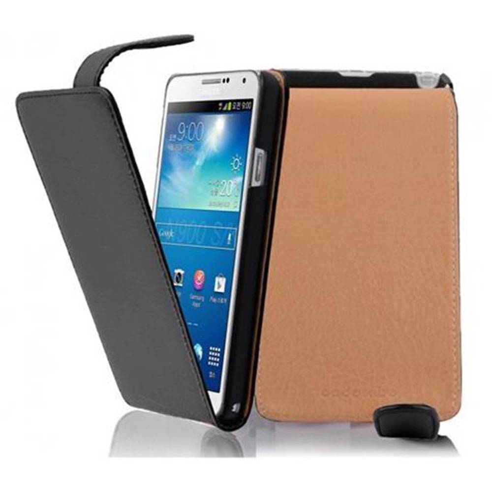 Cadorabo Schutzhülle für Samsung Galaxy NOTE 3 Hülle in Schwarz Flip Etui Handyhülle Case Cover Kunstleder