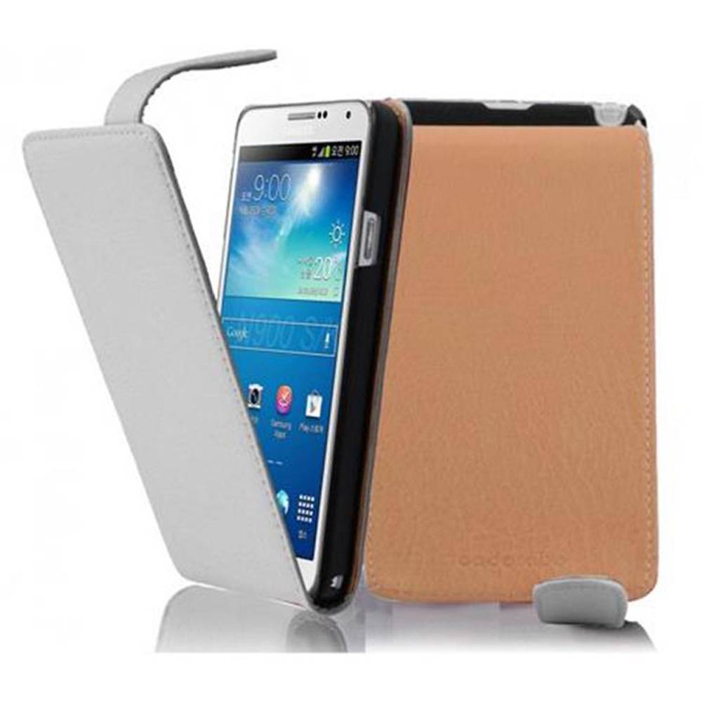 Cadorabo Schutzhülle für Samsung Galaxy NOTE 3 Hülle in Weiß Flip Etui Handyhülle Case Cover Kunstleder