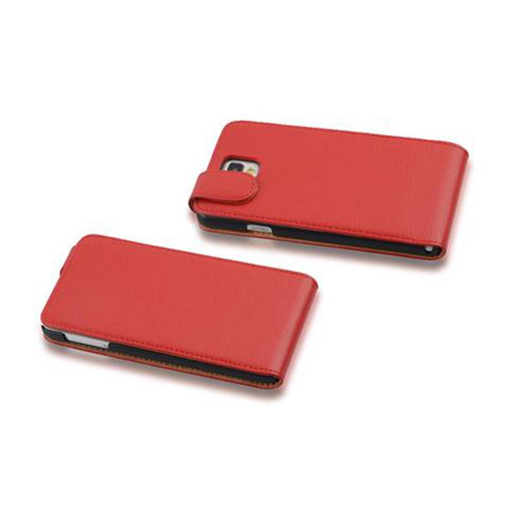 Cadorabo Schutzhülle für Samsung Galaxy NOTE 3 Hülle in Rot Flip Etui Handyhülle Case Cover Kunstleder