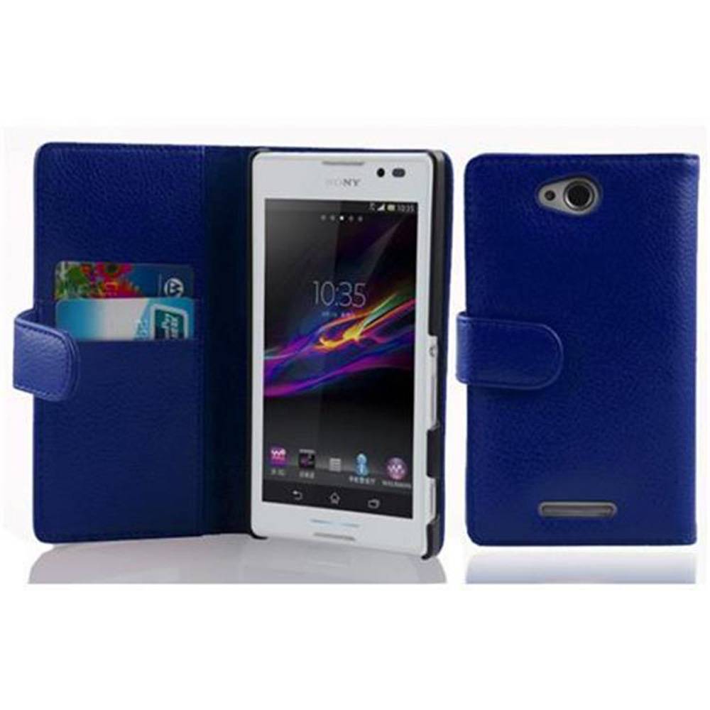 Cadorabo Schutzhülle für Sony Xperia C Hülle in Blau Handyhülle Etui Case Backcover Kunstleder Tasche