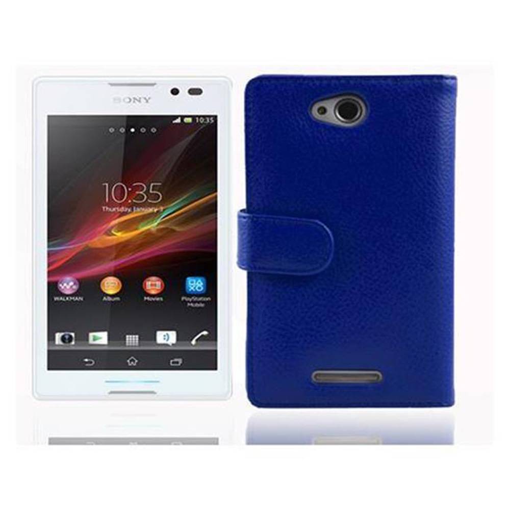 Cadorabo Schutzhülle für Sony Xperia C Hülle in Blau Handyhülle Etui Case Backcover Kunstleder Tasche