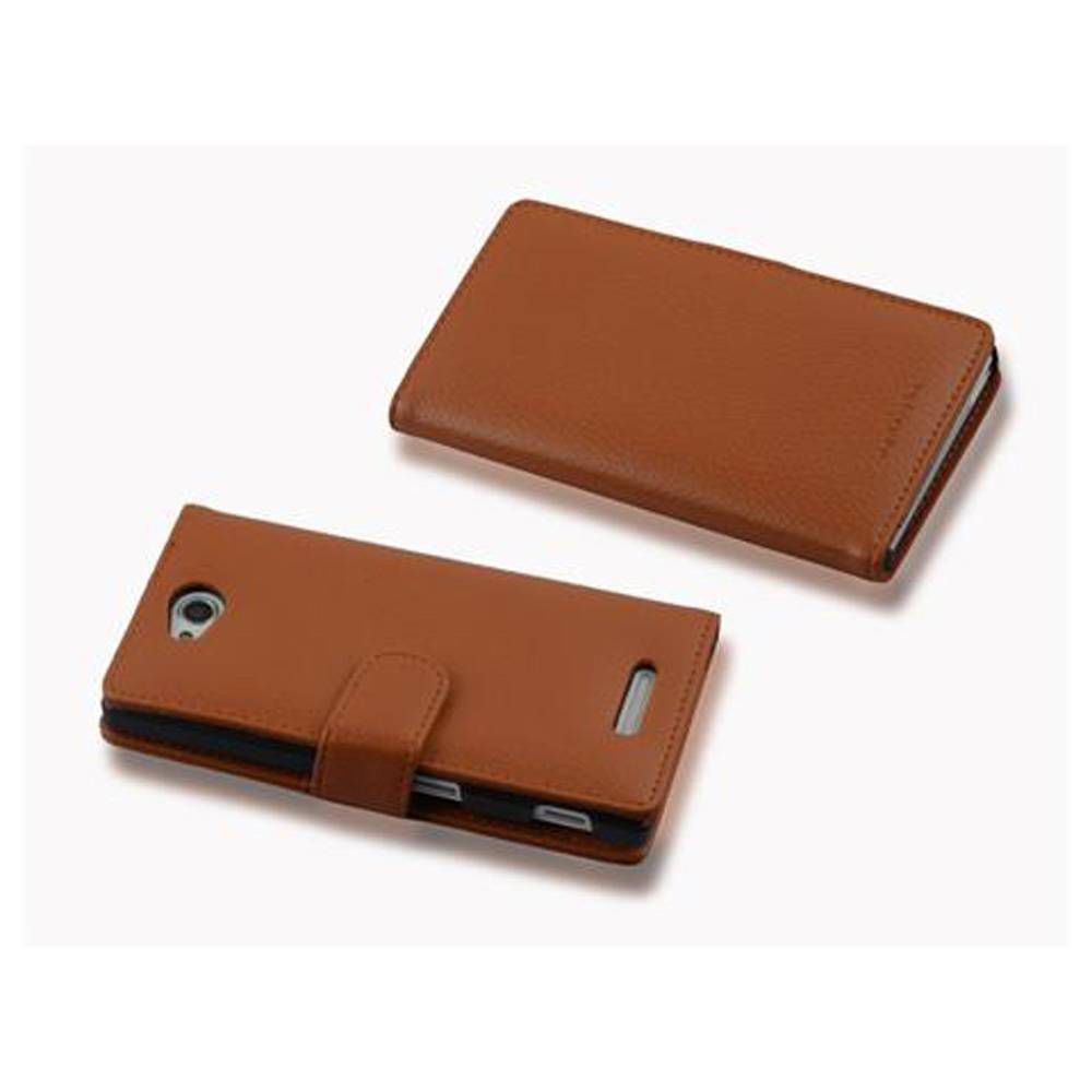 Cadorabo Schutzhülle für Sony Xperia C Hülle in Braun Handyhülle Etui Case Backcover Kunstleder Tasche