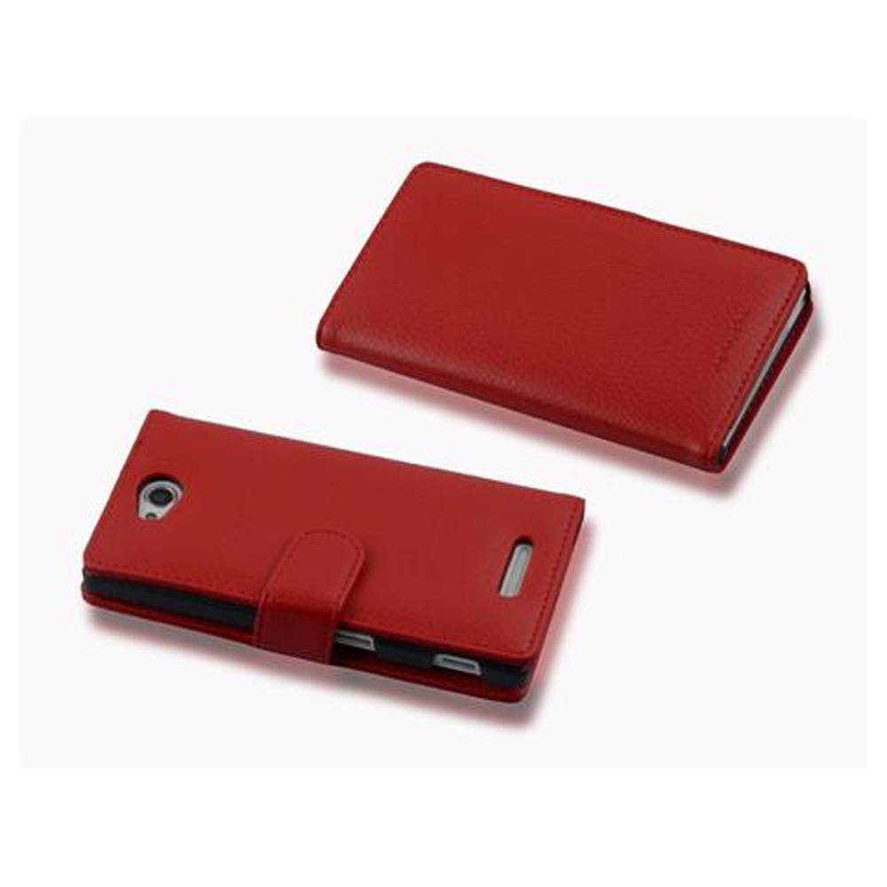 Cadorabo Schutzhülle für Sony Xperia C Hülle in Rot Handyhülle Etui Case Backcover Kunstleder Tasche