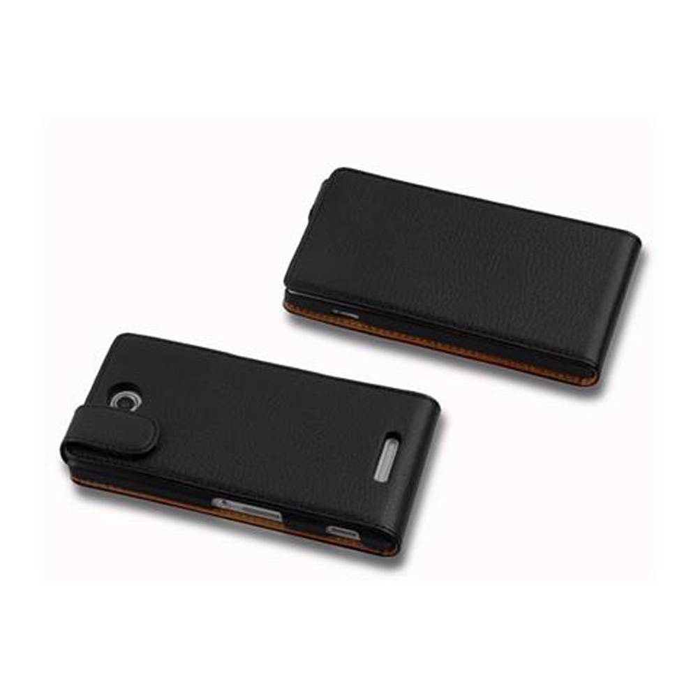 Cadorabo Schutzhülle für Sony Xperia C Hülle in Schwarz Flip Etui Handyhülle Case Cover Kunstleder