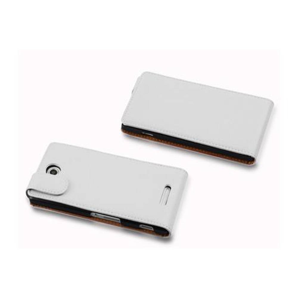 Cadorabo Schutzhülle für Sony Xperia C Hülle in Weiß Flip Etui Handyhülle Case Cover Kunstleder