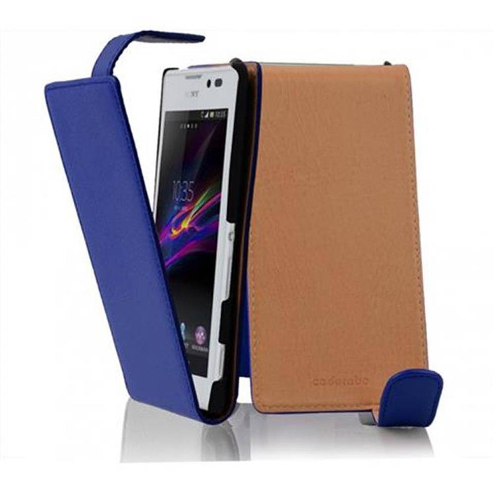 Cadorabo Schutzhülle für Sony Xperia C Hülle in Blau Flip Etui Handyhülle Case Cover Kunstleder