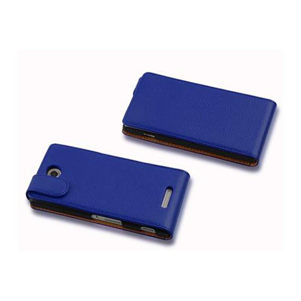 Cadorabo Schutzhülle für Sony Xperia C Hülle in Blau Flip Etui Handyhülle Case Cover Kunstleder