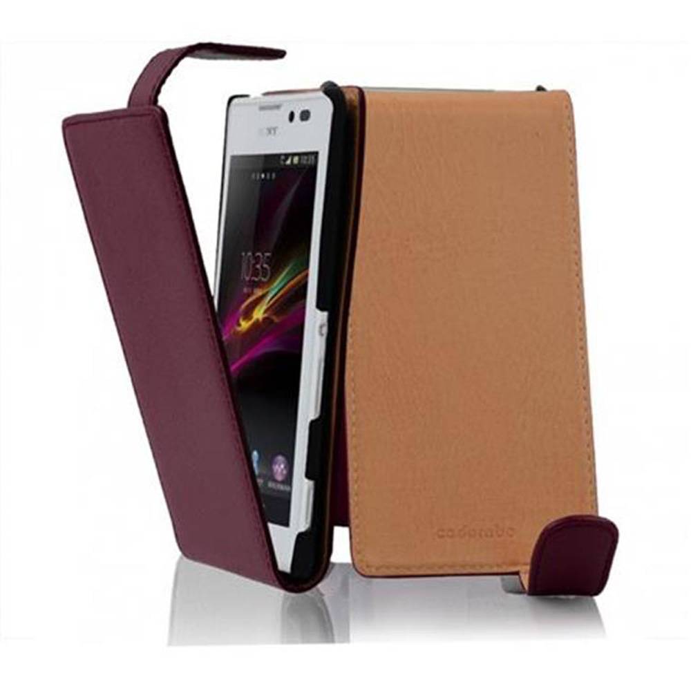 Cadorabo Schutzhülle für Sony Xperia C Hülle in Lila Flip Etui Handyhülle Case Cover Kunstleder