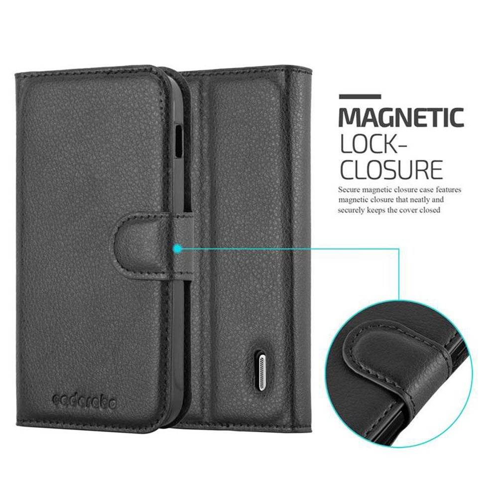 Cadorabo Handy Hülle für LG NEXUS 4 Hülle in PHANTOM SCHWARZ , Schutzhülle Tasche Hülle case cover mit Kartenfach und Standfunktion