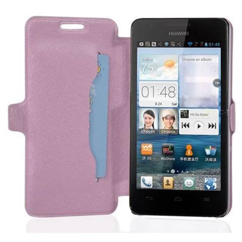 Cadorabo Hülle für Huawei ASCEND G520 / G525 - Hülle in ICY ROSE – mit Standfunktion und Kartenfach im Ultra Slim Design