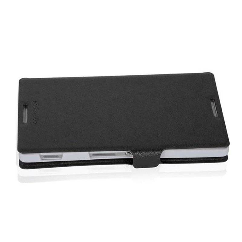 Cadorabo Hülle für Sony Xperia C - Hülle in ICY SCHWARZ – mit Standfunktion und Kartenfach im Ultra Slim Design