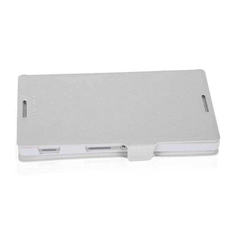 Cadorabo Hülle für Sony Xperia C - Hülle in ICY WEIß – mit Standfunktion und Kartenfach im Ultra Slim Design