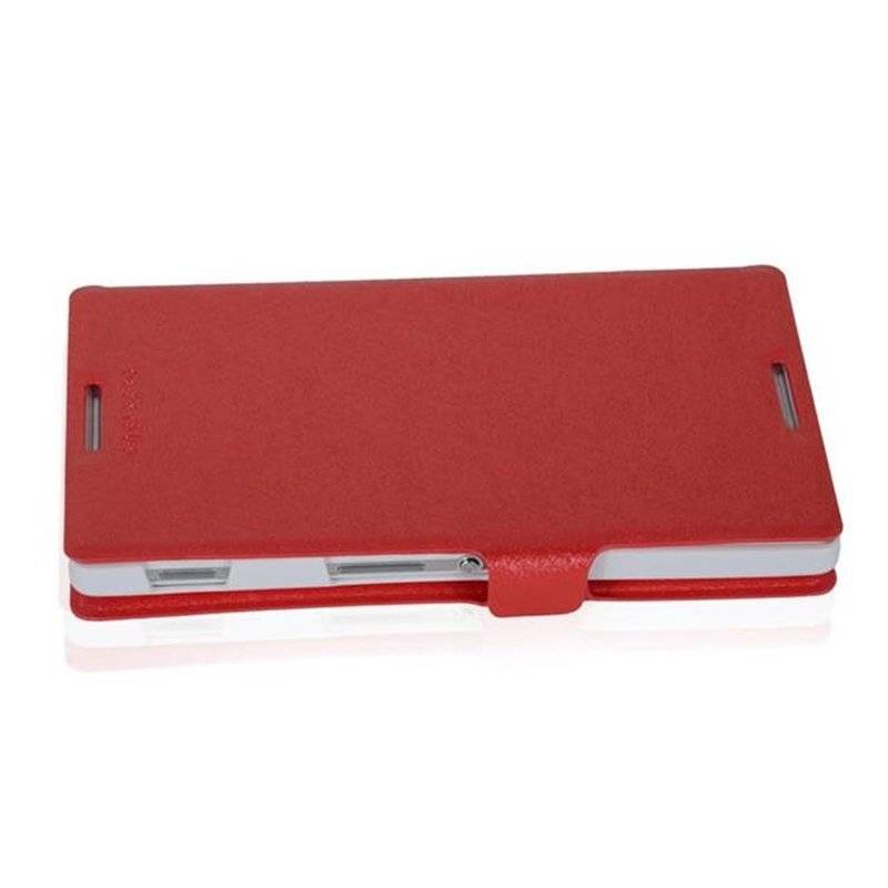 Cadorabo Hülle für Sony Xperia C - Hülle in ICY ROT – mit Standfunktion und Kartenfach im Ultra Slim Design