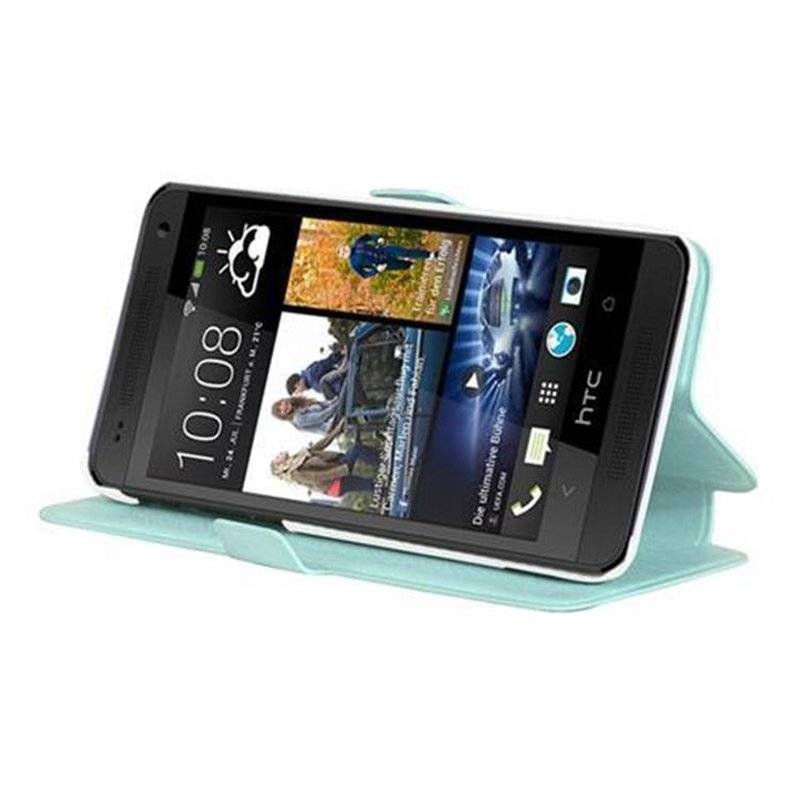 Cadorabo Hülle für HTC ONE MINI M4 (1.Gen.) - Hülle in ICY BLAU – mit Standfunktion und Kartenfach im Ultra Slim Design