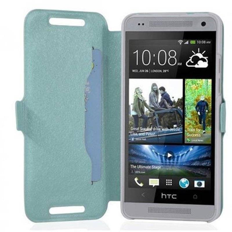 Cadorabo Hülle für HTC ONE MINI M4 (1.Gen.) - Hülle in ICY BLAU – mit Standfunktion und Kartenfach im Ultra Slim Design