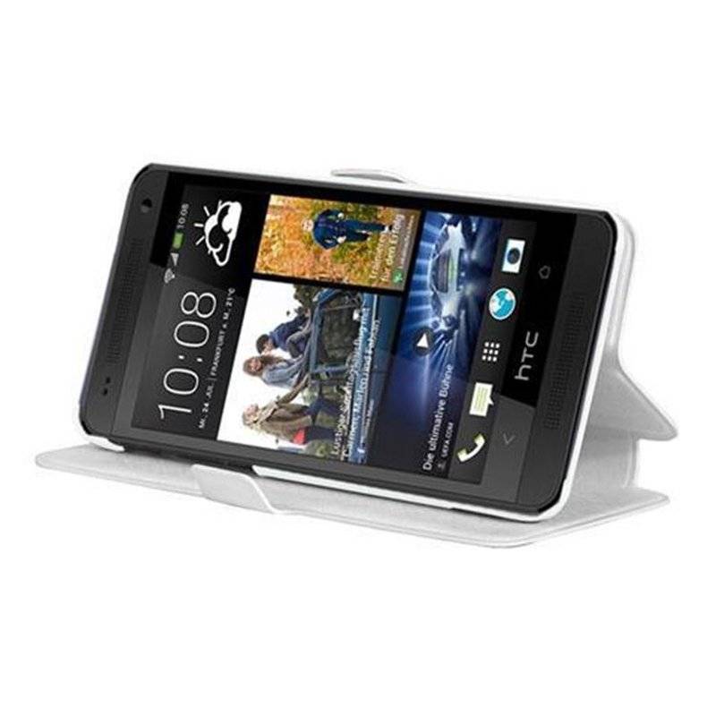 Cadorabo Hülle für HTC ONE MINI M4 (1.Gen.) - Hülle in ICY WEIß – mit Standfunktion und Kartenfach im Ultra Slim Design