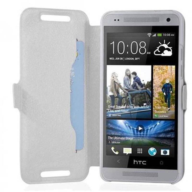 Cadorabo Hülle für HTC ONE MINI M4 (1.Gen.) - Hülle in ICY WEIß – mit Standfunktion und Kartenfach im Ultra Slim Design